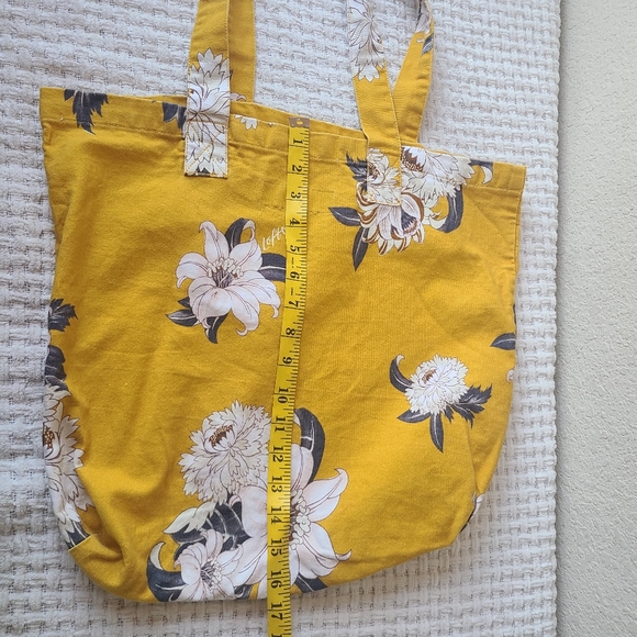 Loft Floral Print Fabric Yellow Tote Bag - Picture 8 of 12